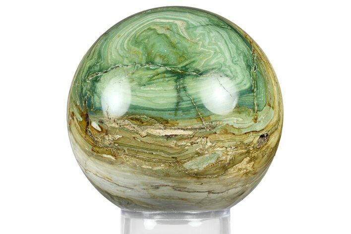 Gary Green Jasper (Larsonite) Bog Wood Sphere - Oregon #369048